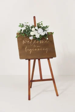 Flower Sign Decor in White & Sage
