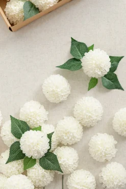 2.5" Foam Dahlia with Stem - Ivory(25pcs）