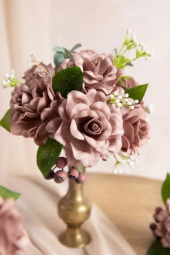 2.7" Foam Gardenia with Stem - Dusty Rose (25pcs)