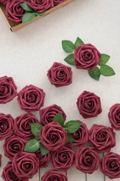 3" Foam Rose with Stem - Burgundy (50pcs) | Clearance