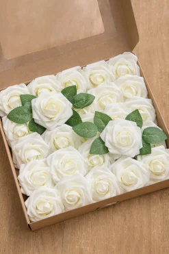 3" Foam Rose with Stem - Ivory（50pcs）