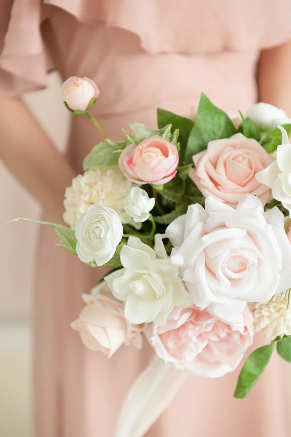 Free-Form Bridesmaid Bouquets in Blush & Cream