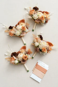 Free-Form Bridesmaid Bouquets in Rust & Sepia (Set of 4)