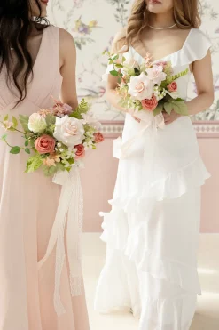 Free-Form Bridesmaid Bouquets in Garden Blush (Set of 4)