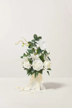 Free-Form Bridesmaid Bouquets in Natural White