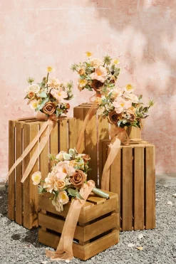 Free-Form Bridesmaid Bouquets in Sunny Peach & Apricot | Clearance