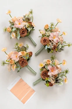 Free-Form Bridesmaid Bouquets in Sunny Peach & Apricot | Clearance