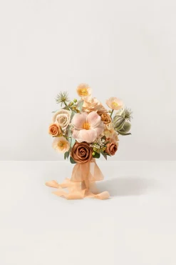 Free-Form Bridesmaid Bouquets in Sunny Peach & Apricot | Clearance