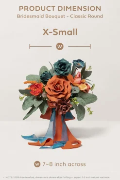 Free-Form Bridesmaid Bouquets in Dark Teal & Burnt Orange