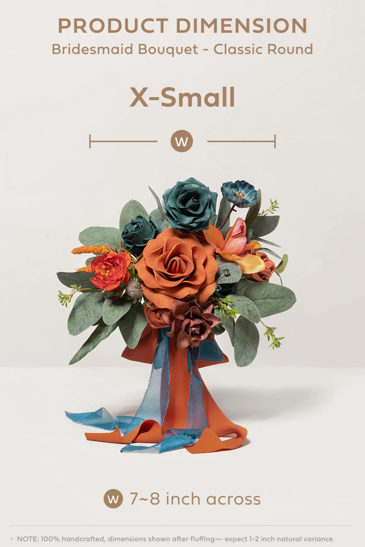 Free-Form Bridesmaid Bouquets in Dark Teal & Burnt Orange