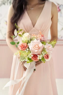 Free-Form Bridesmaid Bouquets in Garden Blush