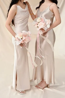 Free-Form Bridesmaid Bouquets in Glowing Blush & Pearl | Clearance
