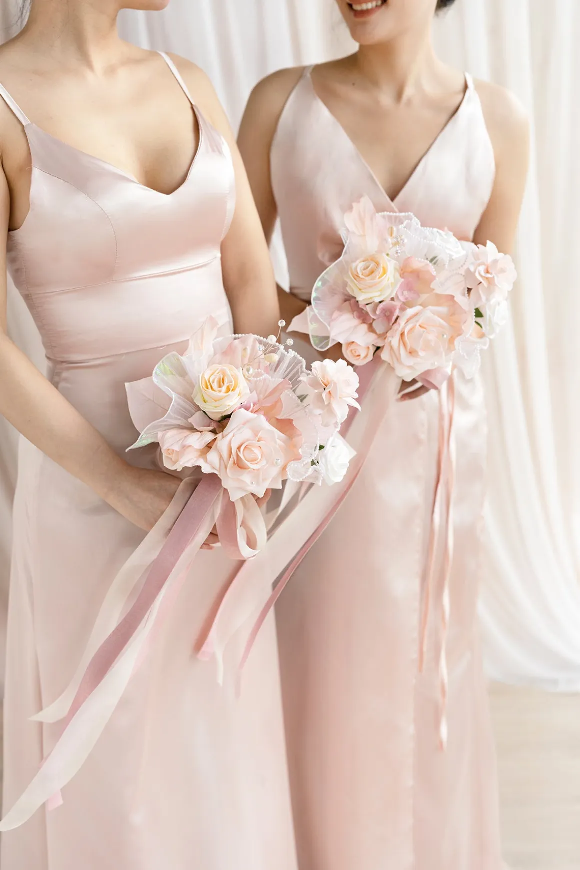 Free-Form Bridesmaid Bouquets in Glowing Blush & Pearl | Clearance