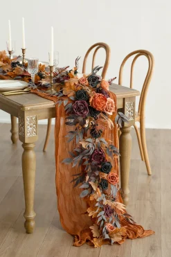 6ft Flower Garland in Black & Pumpkin Orange | Clearance