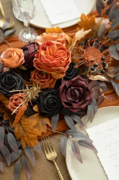 6ft Flower Garland in Black & Pumpkin Orange | Clearance