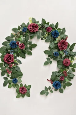 5ft Flower Garland in Burgundy & Navy | Clearance