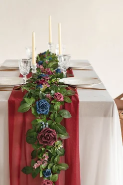 5ft Flower Garland in Burgundy & Navy | Clearance