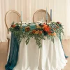 6ft Flower Garland in Dark Teal & Burnt Orange