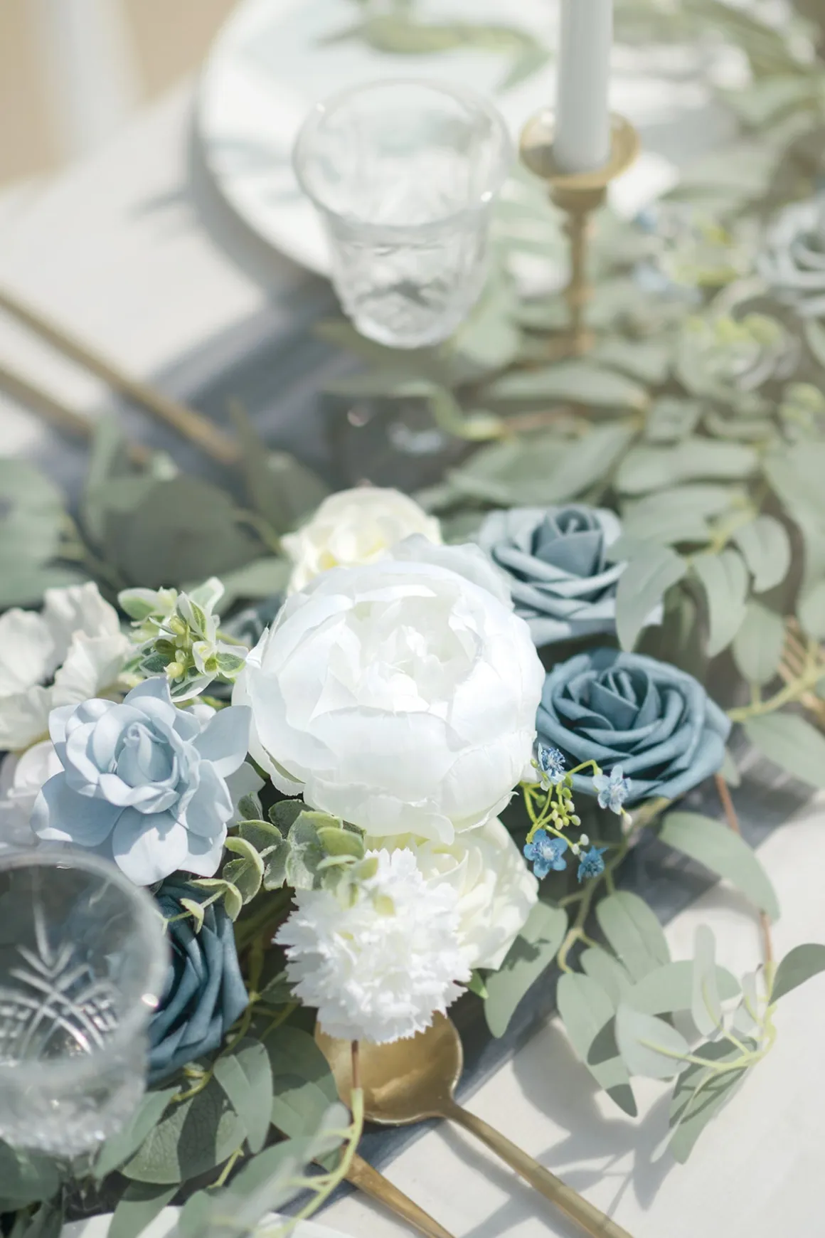 6ft Flower Garland in Dusty Blue & Navy | Clearance
