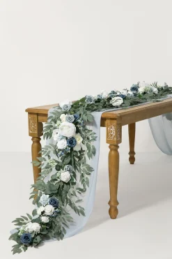 6ft Flower Garland in Dusty Blue & Navy | Clearance