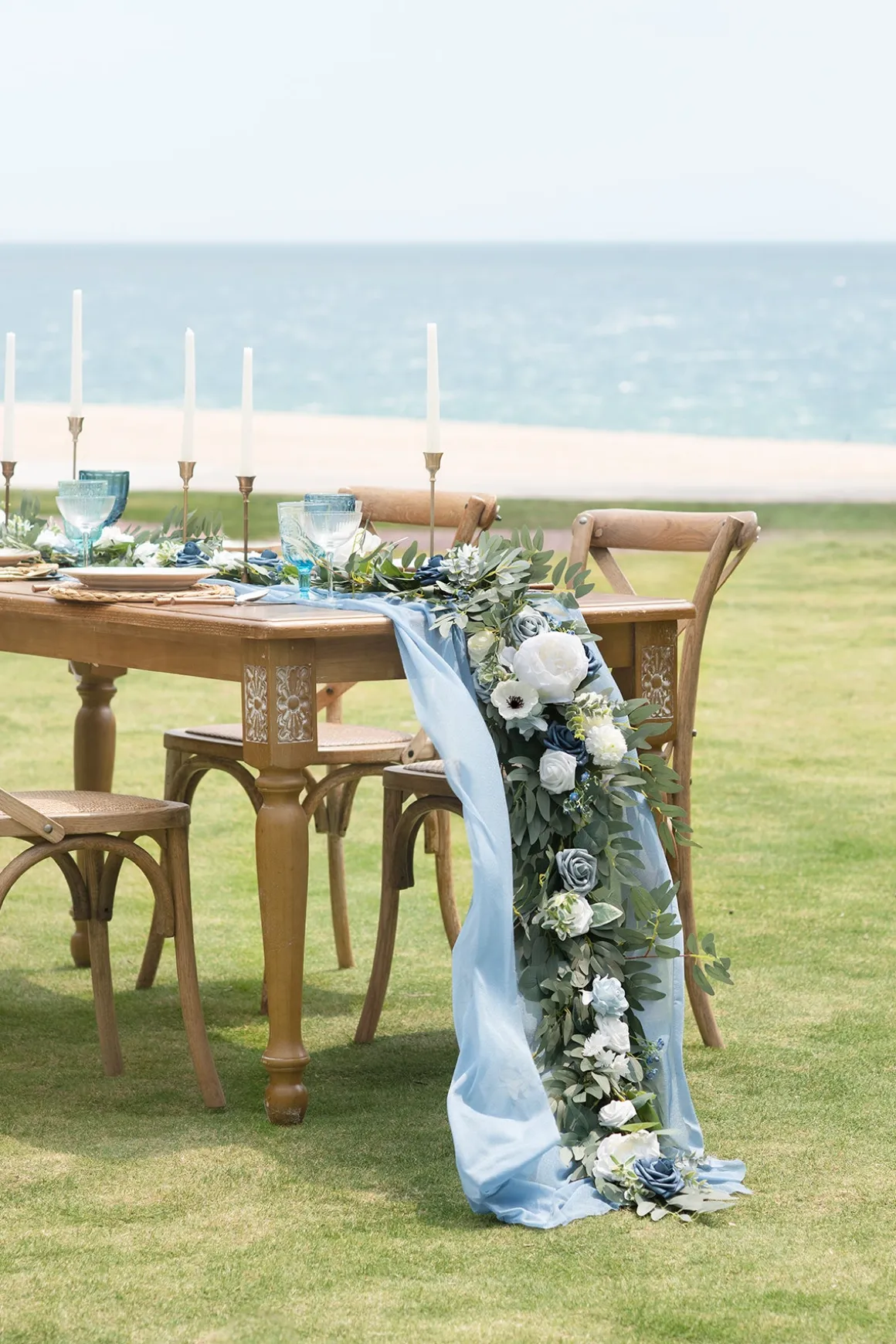 6ft Flower Garland in Dusty Blue & Navy | Clearance