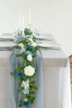 5ft Flower Garland in Dusty Blue & Navy | Clearance