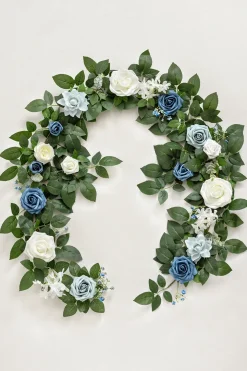 5ft Flower Garland in Dusty Blue & Navy | Clearance