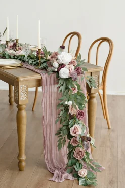 6ft Flower Garland in Dusty Rose & Mauve