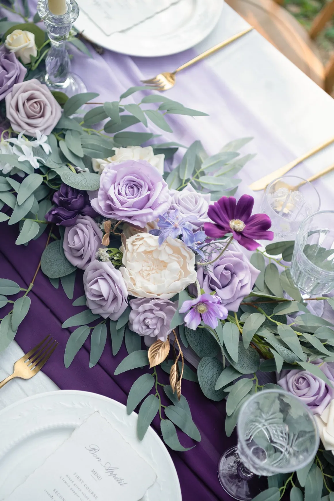 6ft Flower Garland in Lilac & Gold
