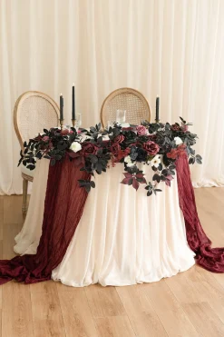 6ft Flower Garland in Moody Burgundy & Black | Clearance
