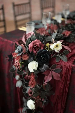 6ft Flower Garland in Moody Burgundy & Black | Clearance