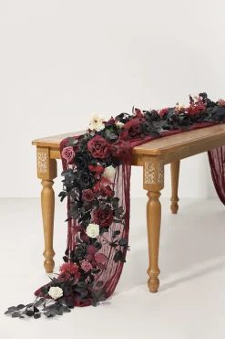6ft Flower Garland in Moody Burgundy & Black | Clearance