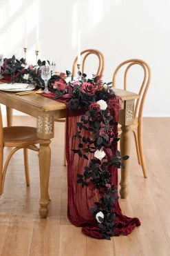 6ft Flower Garland in Moody Burgundy & Black | Clearance