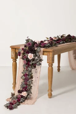 6ft Flower Garland in Plum Velvet Wedding