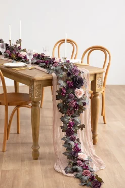 6ft Flower Garland in Plum Velvet Wedding