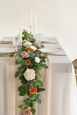 5ft Flower Garland in Sunset Terracotta