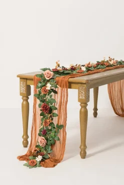 5ft Flower Garland in Sunset Terracotta