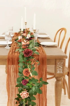 5ft Flower Garland in Sunset Terracotta
