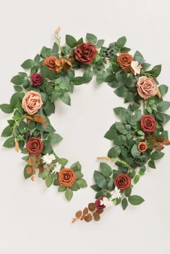 5ft Flower Garland in Sunset Terracotta