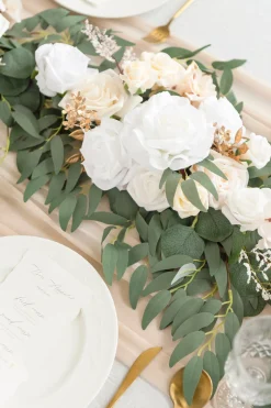 6ft Flower Garland in White & Beige