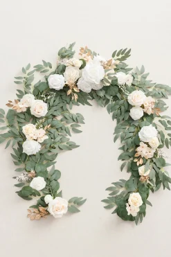 6ft Flower Garland in White & Beige