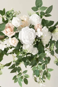 6.5ft Flower Garland in White Sage & pink