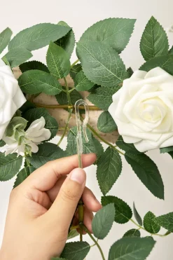 6.5ft Flower Garland in White Sage & pink (6.5ft )