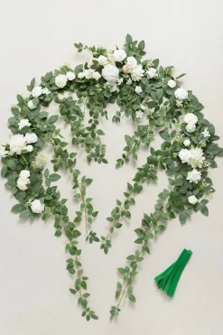 6.5ft Flower Garland in White Sage & pink (6.5ft )