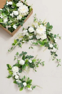 9ft Flower Garland in White & Sage
