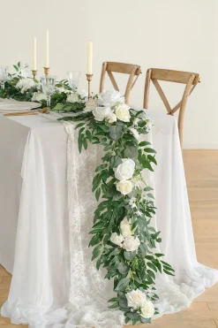 6ft Flower Garland in White & Sage