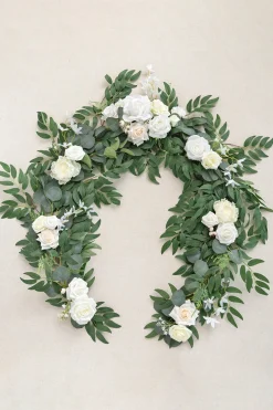 6ft Flower Garland in White & Sage