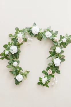 5ft Flower Garland in White & Sage