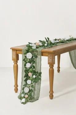 5ft Flower Garland in White & Sage
