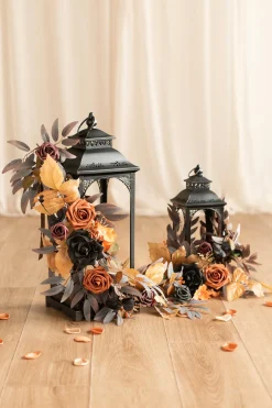 2ft Flower Garlands in Black & Pumpkin Orange